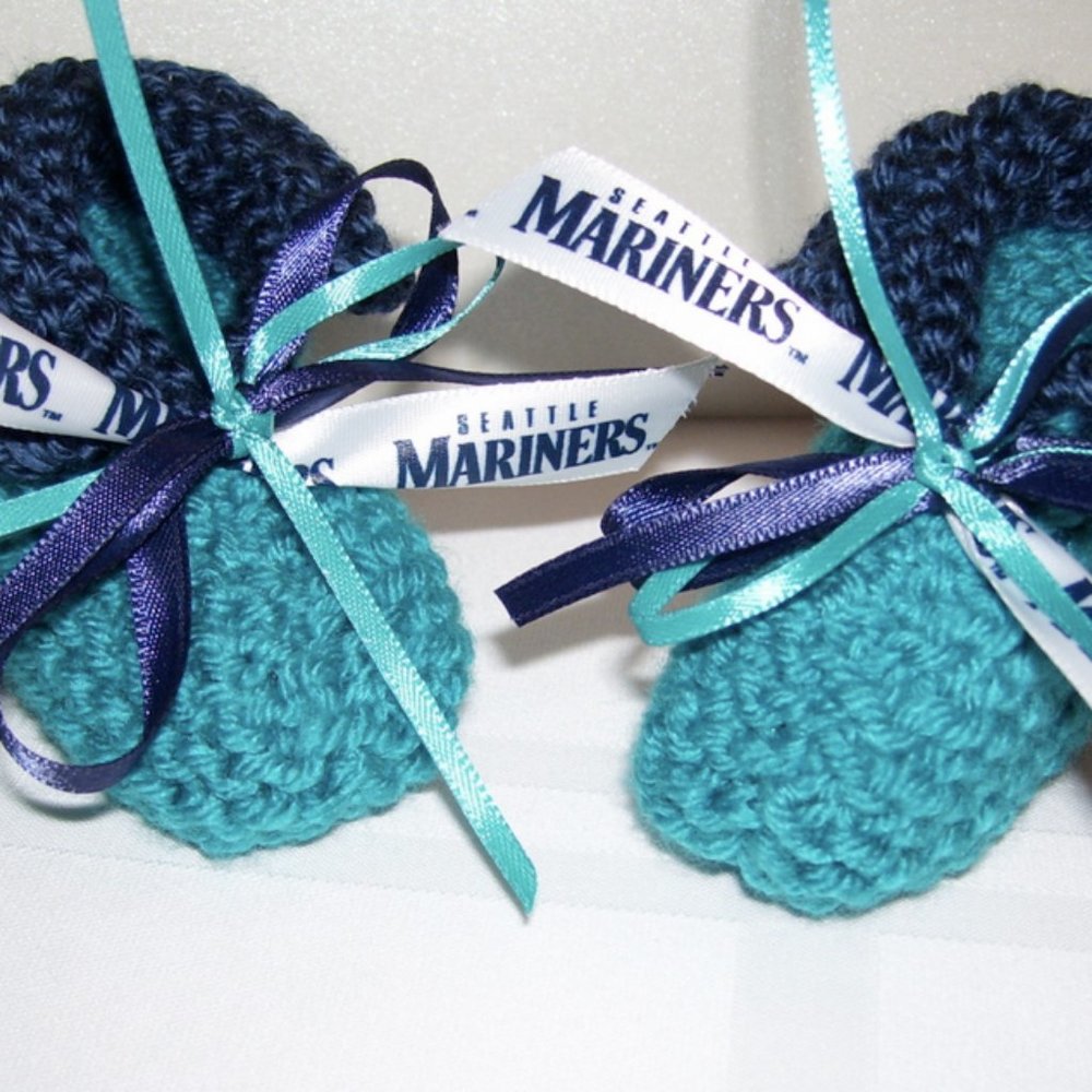 Seattle MARINERS Baseball Handmade Baby Booties *NEW*